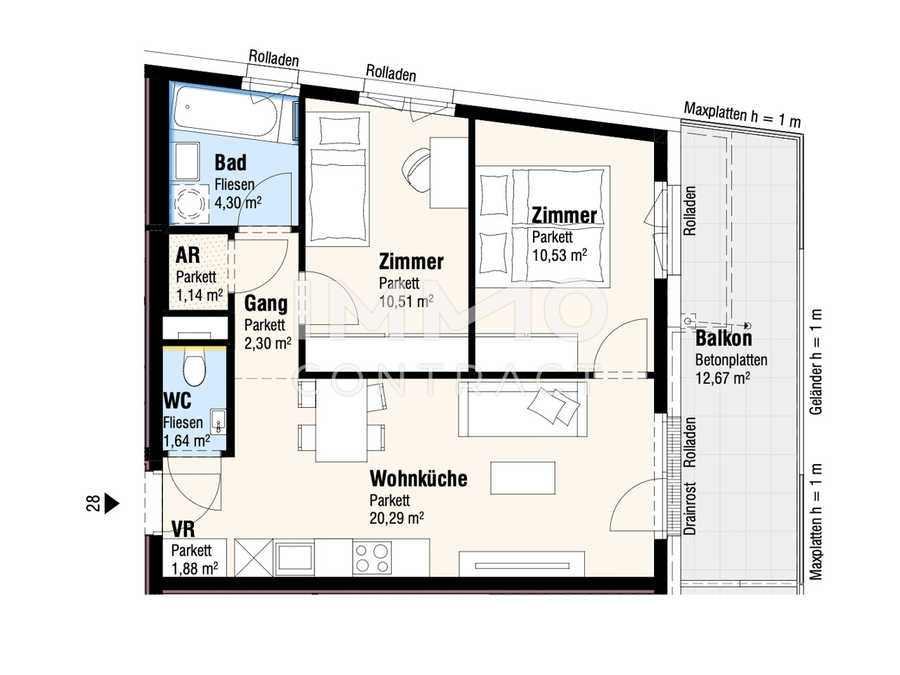 Immobilie: Dachgeschosswohnung in 2326 Lanzendorf